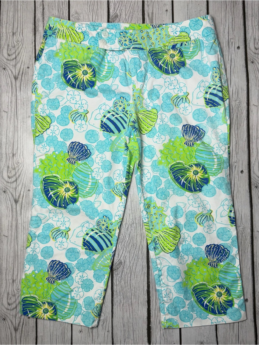 Vintage Lilly Pulitzer Women's 10 Cropped Pants Palm Beach Fit Sand Dollar Print